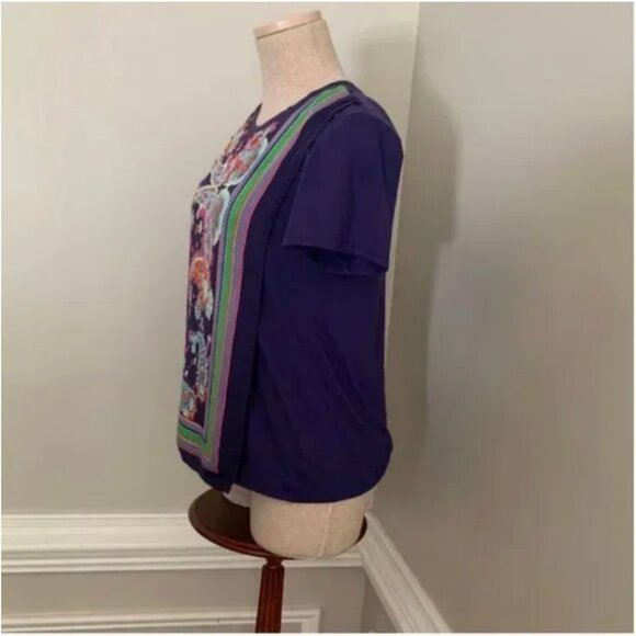 Anthropologie Maeve Purple Paisley Overlay Maddie Printed Blouse Size Small - Picture 5 of 10